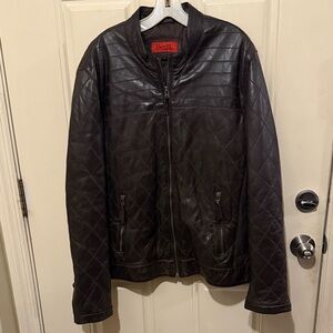 Diesel Men's Quilted Brown Leather Jacket